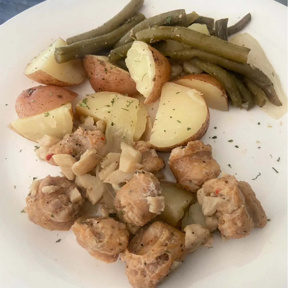 crock pot sausage potatoes green beans dinner