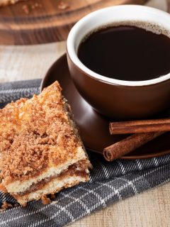 cinnamon coffee cake made in a loaf pan