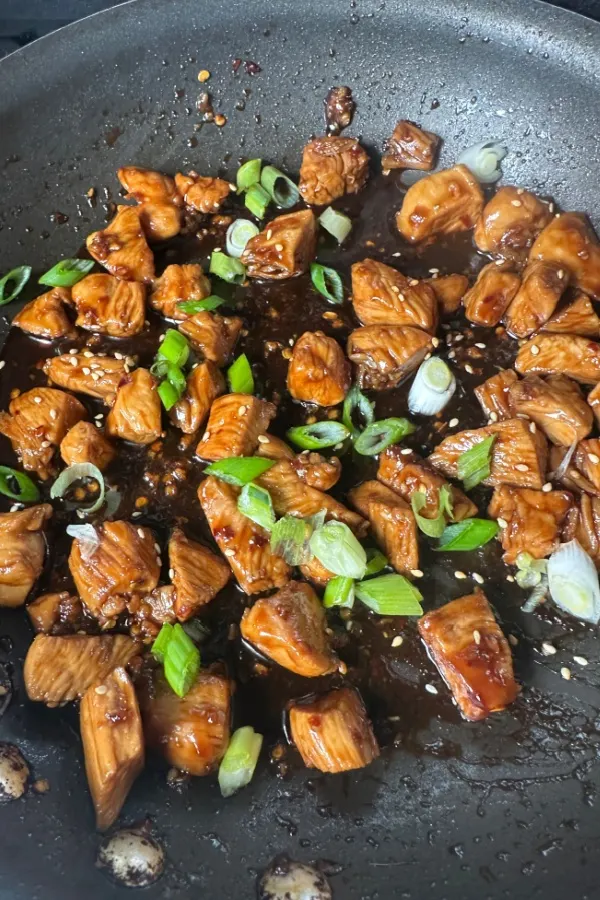 bourbon chicken in skillet