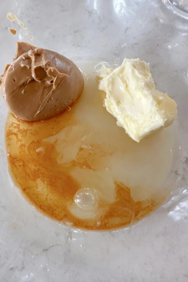 butter and peanut butter in a bowl