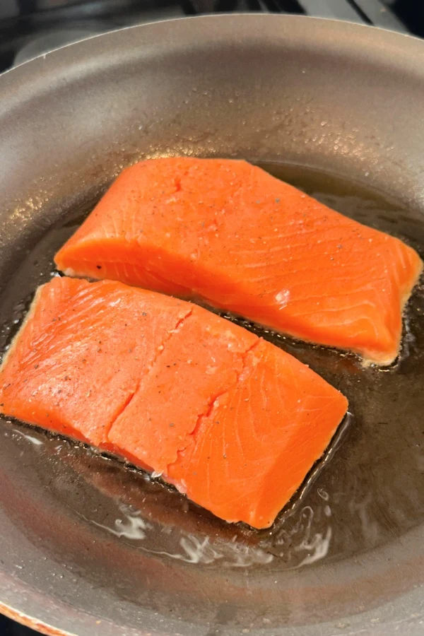 salmon in skillet
