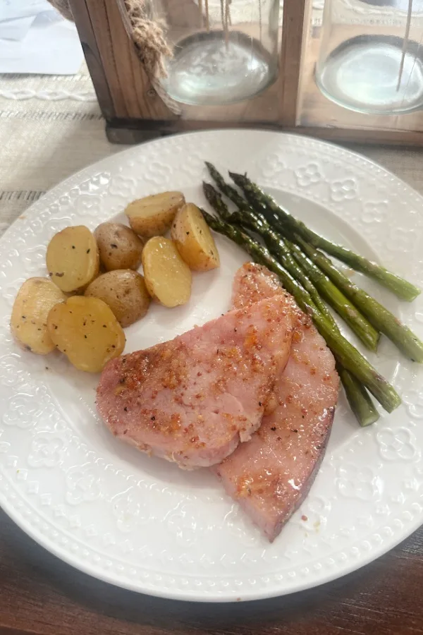 easter dinner on a white plate