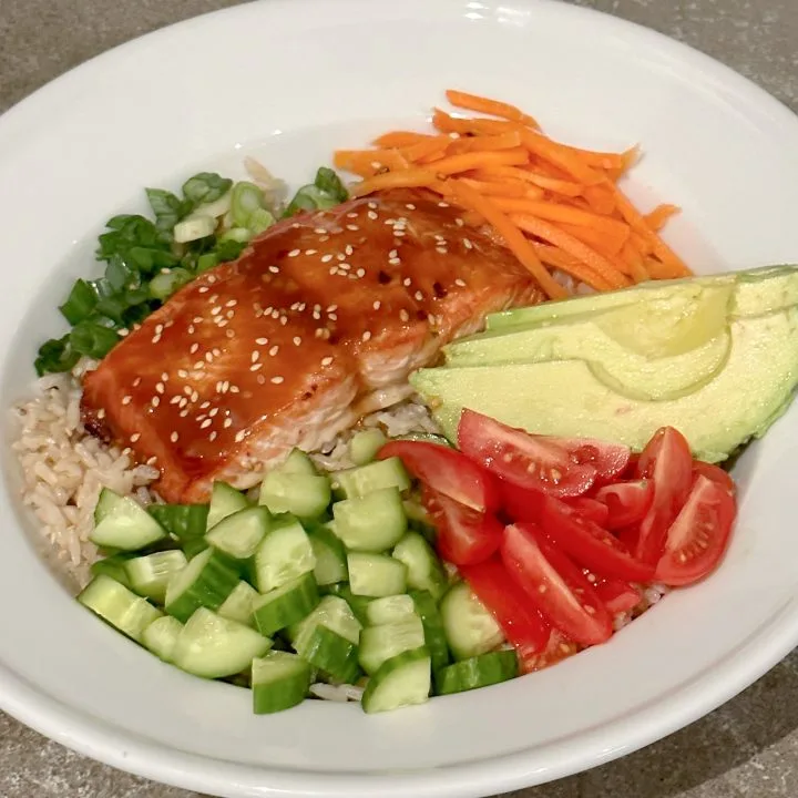 teriyaki salmon rice bowl