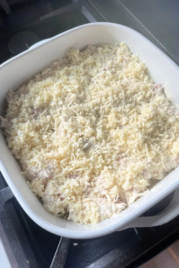 mozzarella cheese on casserole