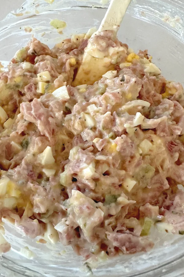 ham salad spread mixing 