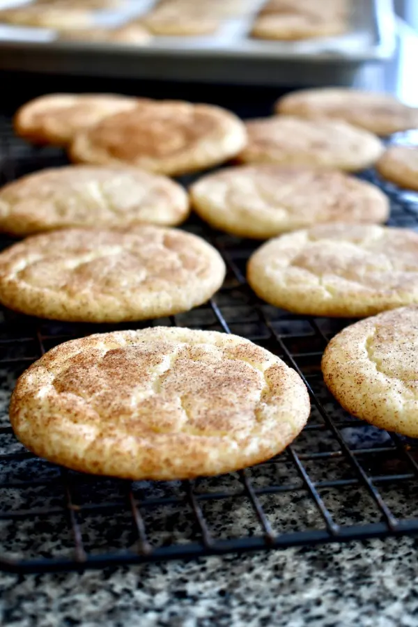 snickerdoodles on cooling rack