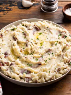 a bowl of red skin mashed potatoes