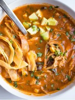 chicken tortilla soup in bowl